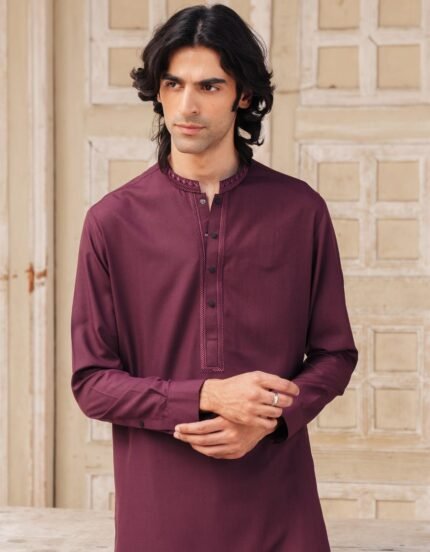 MAROON BLENDED SEMI-FORMAL KAMEEZ SHALWAR
