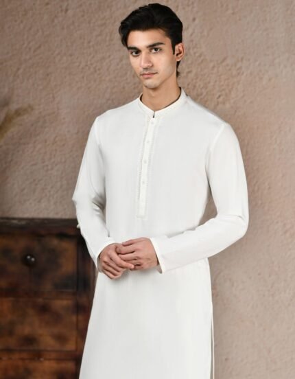 OFF WHITE BLENDED KAMEEZ SHALWAR | JJKS-A-50033